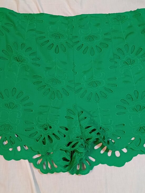 Zara Pants - Zara/Shorts/Womens XL/Emerald Green/Embroidered Eyelet High Rise Cottagecore Chi